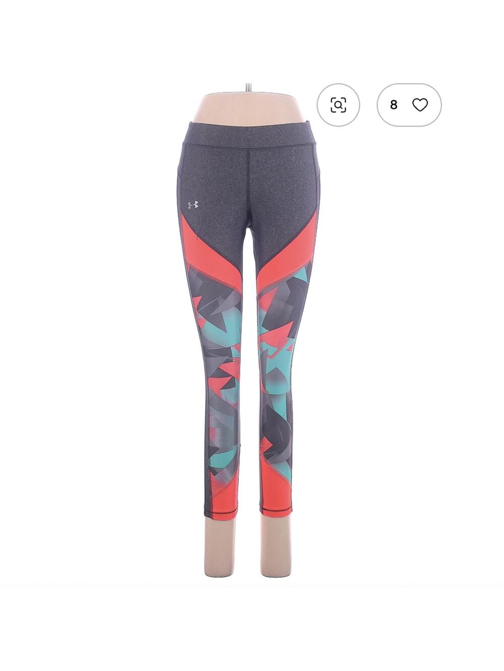 Under Armour Active Pants Size M Gray with Colorful Pattern Leggings